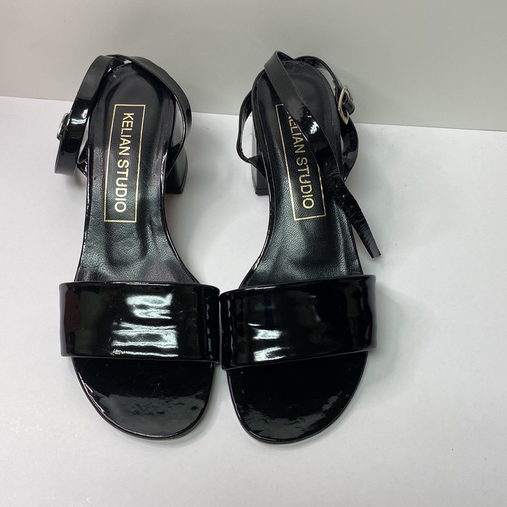 Kelian Studio Vintage Woman’s Size 4.5 Leather Black Ankle Strapped Sandals